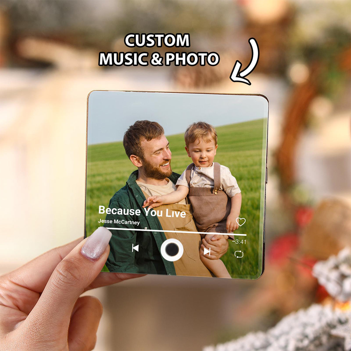 Personalized  Photo Music Fridge Magnet - Birthday,Father's Day Gift For Dad,Grandpa