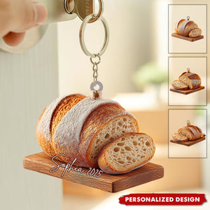 Personalized Sourdough Bread Christmas Keychain