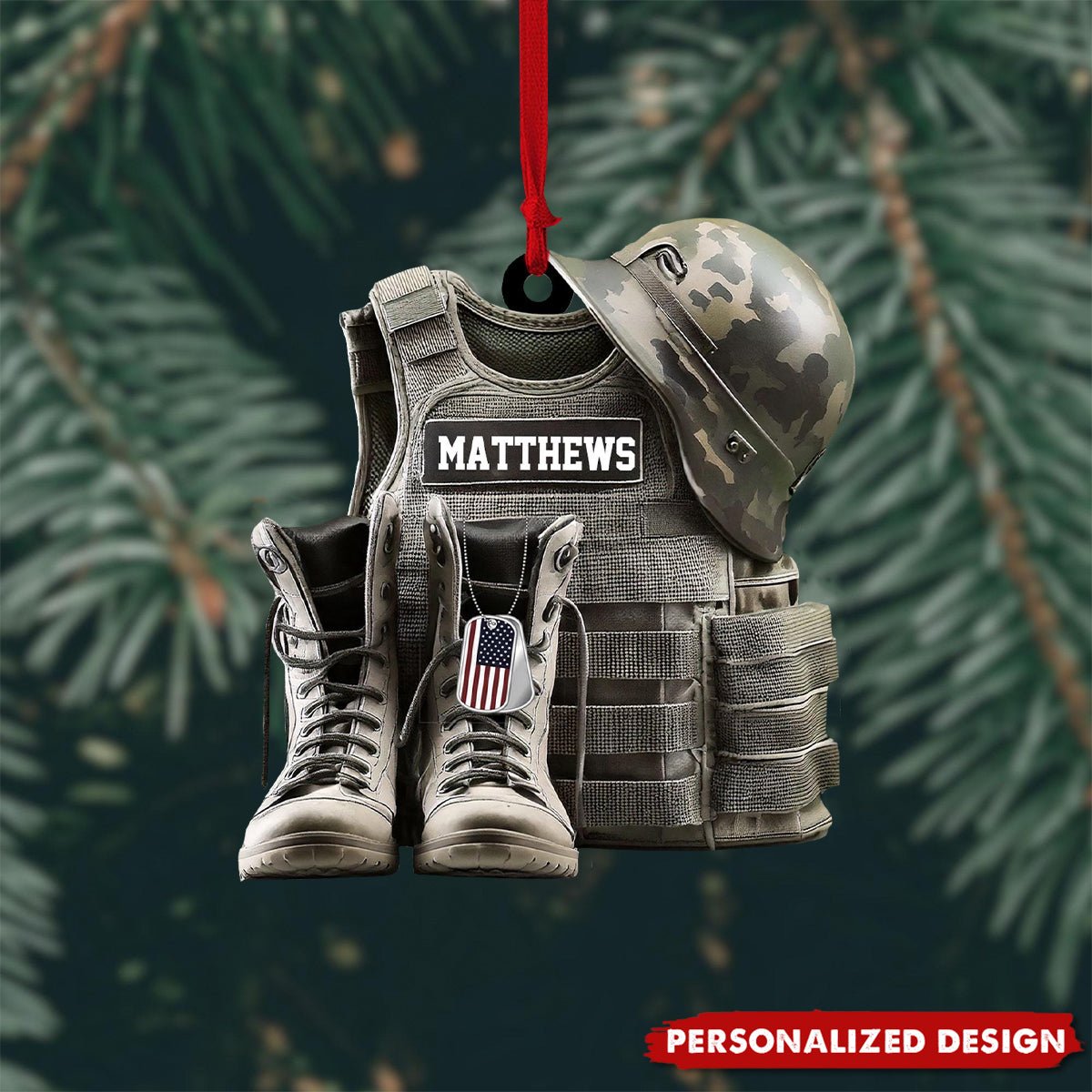 Personalized Veteran Military Christmas Ornament-Gift For Dad Grandpa