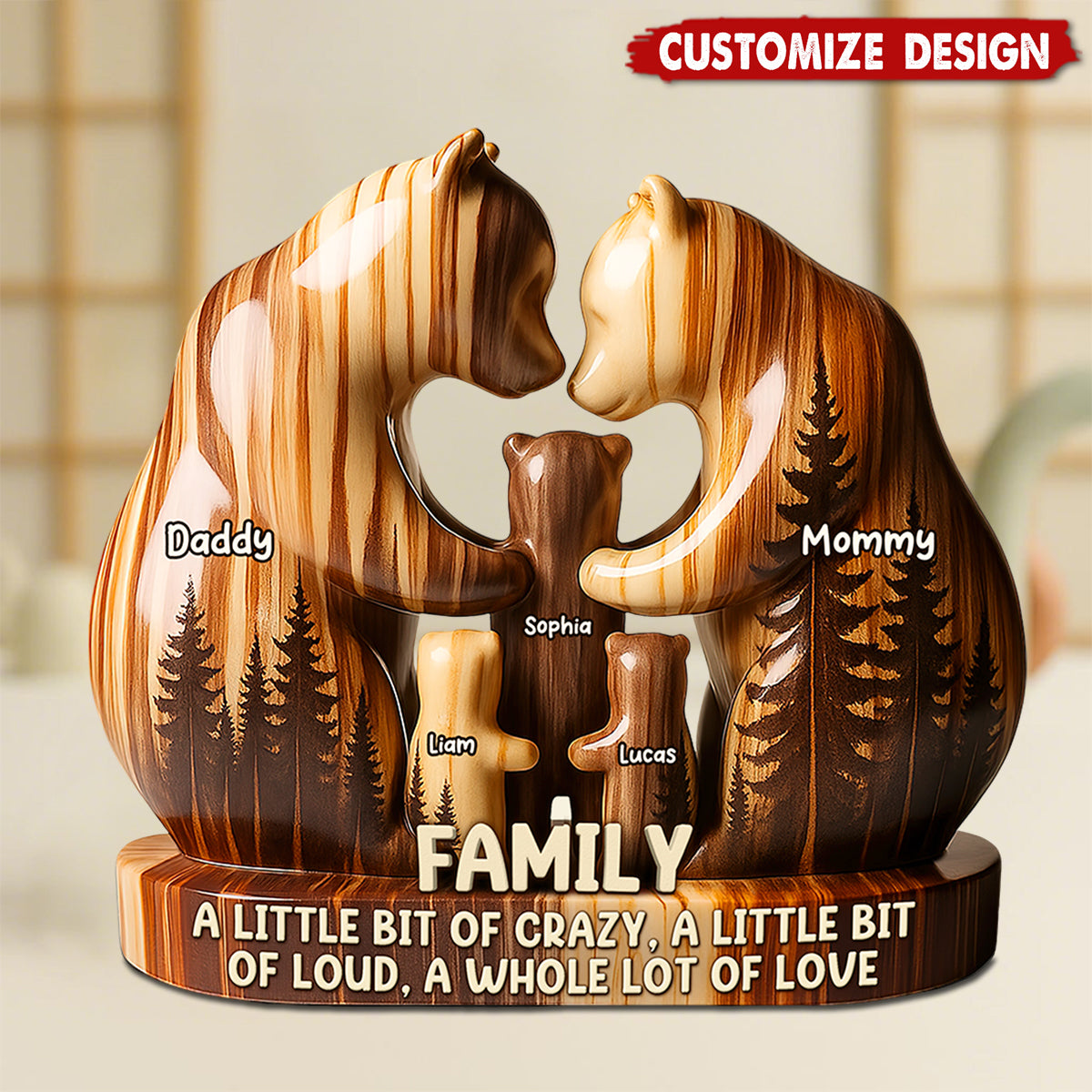 Personalized Bear Family Acrylic Plaque - Gift For Family