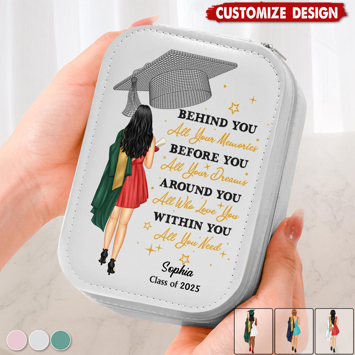 Behind You All Memories - Personalized Makeup Box With LED Mirror