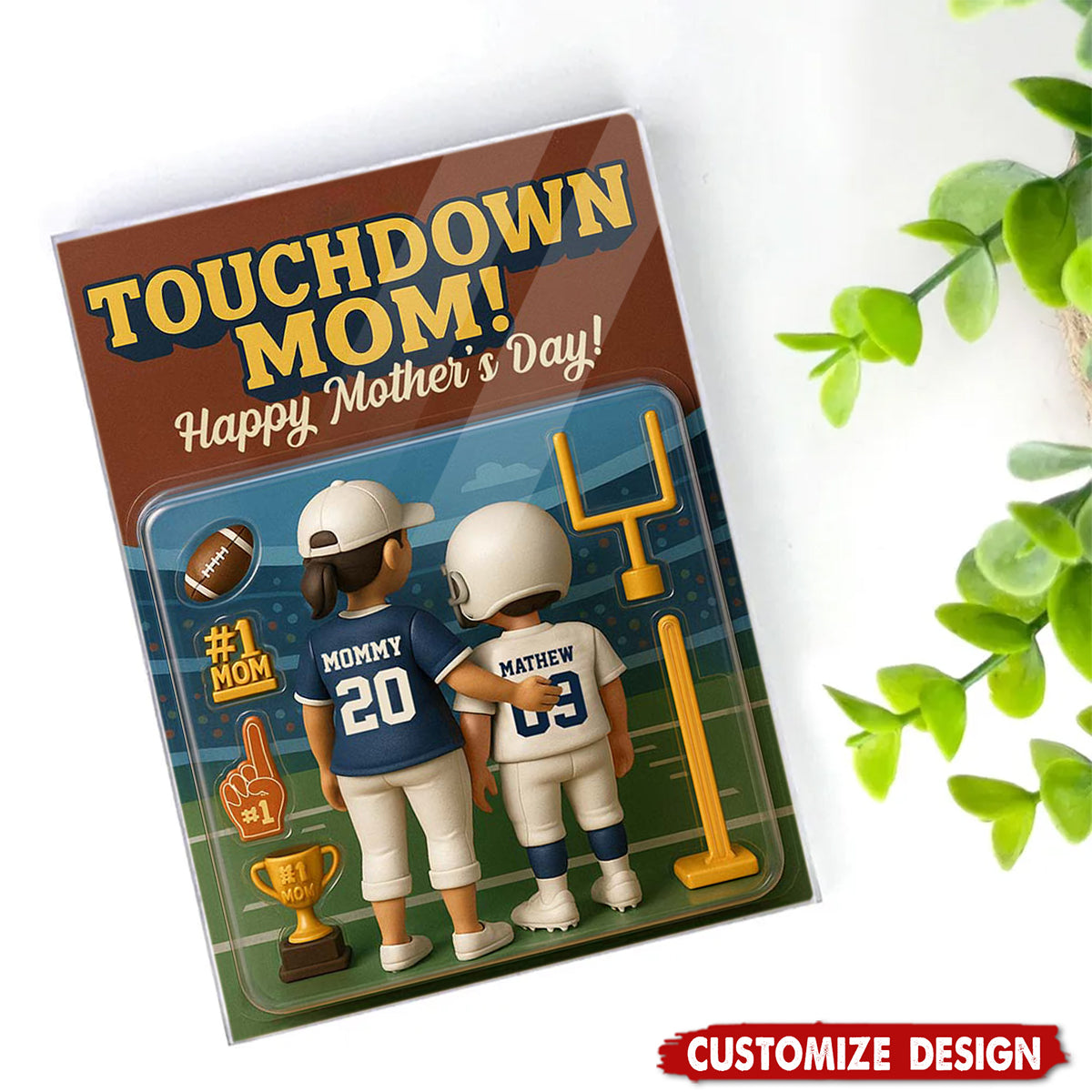 Touchdown Mom! - Personalized American Football Shaped Acrylic Plaque