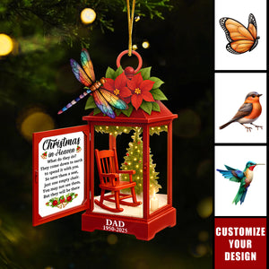 Christmas In Heaven Memorial Bird - Personalized Custom Lantern Shaped Acrylic Ornament
