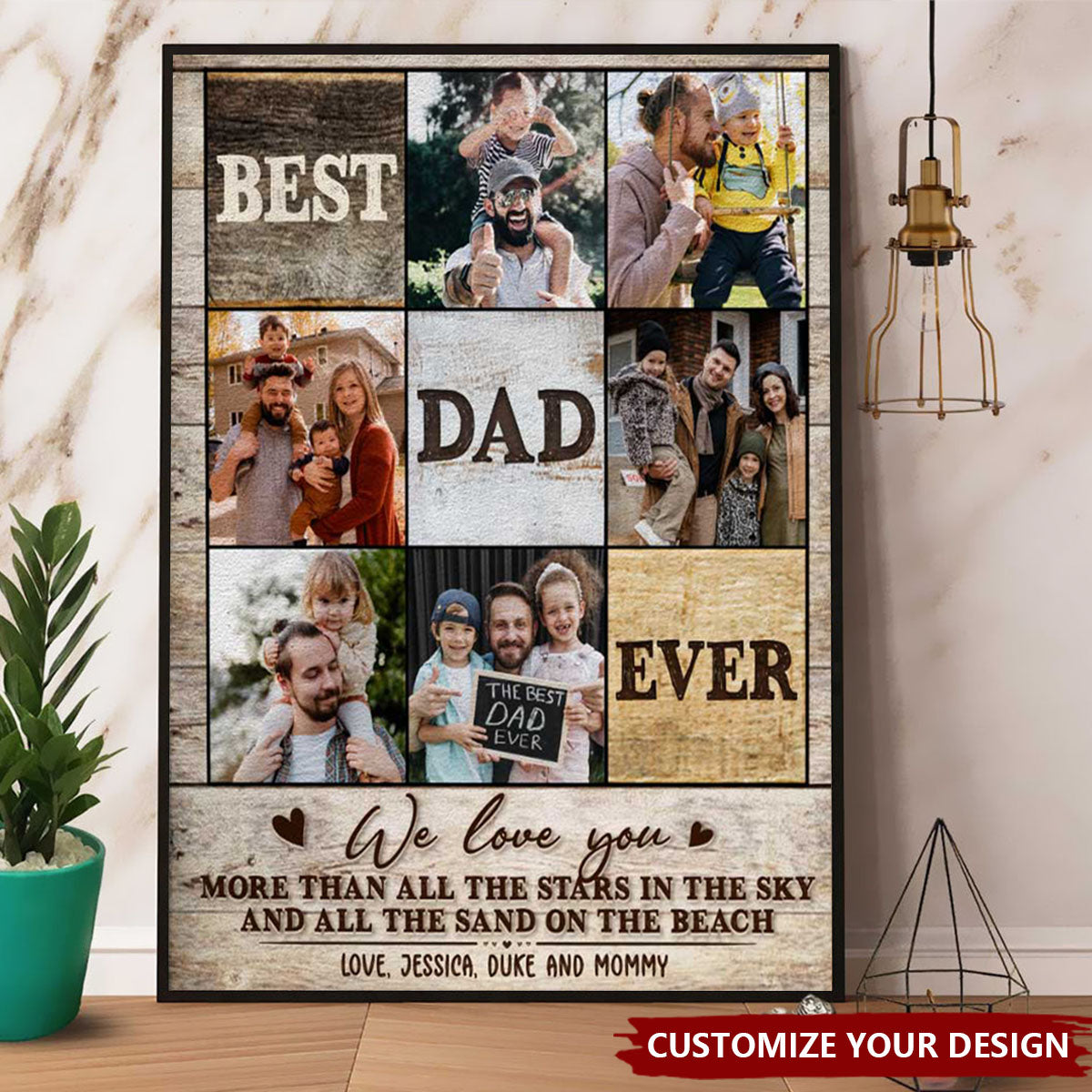 Personalized Best Dad Ever Photo Collage Canvas Poster, Gifts For Dad, Best Father’s Day Gifts 2025, Fathers Day Photo Gifts