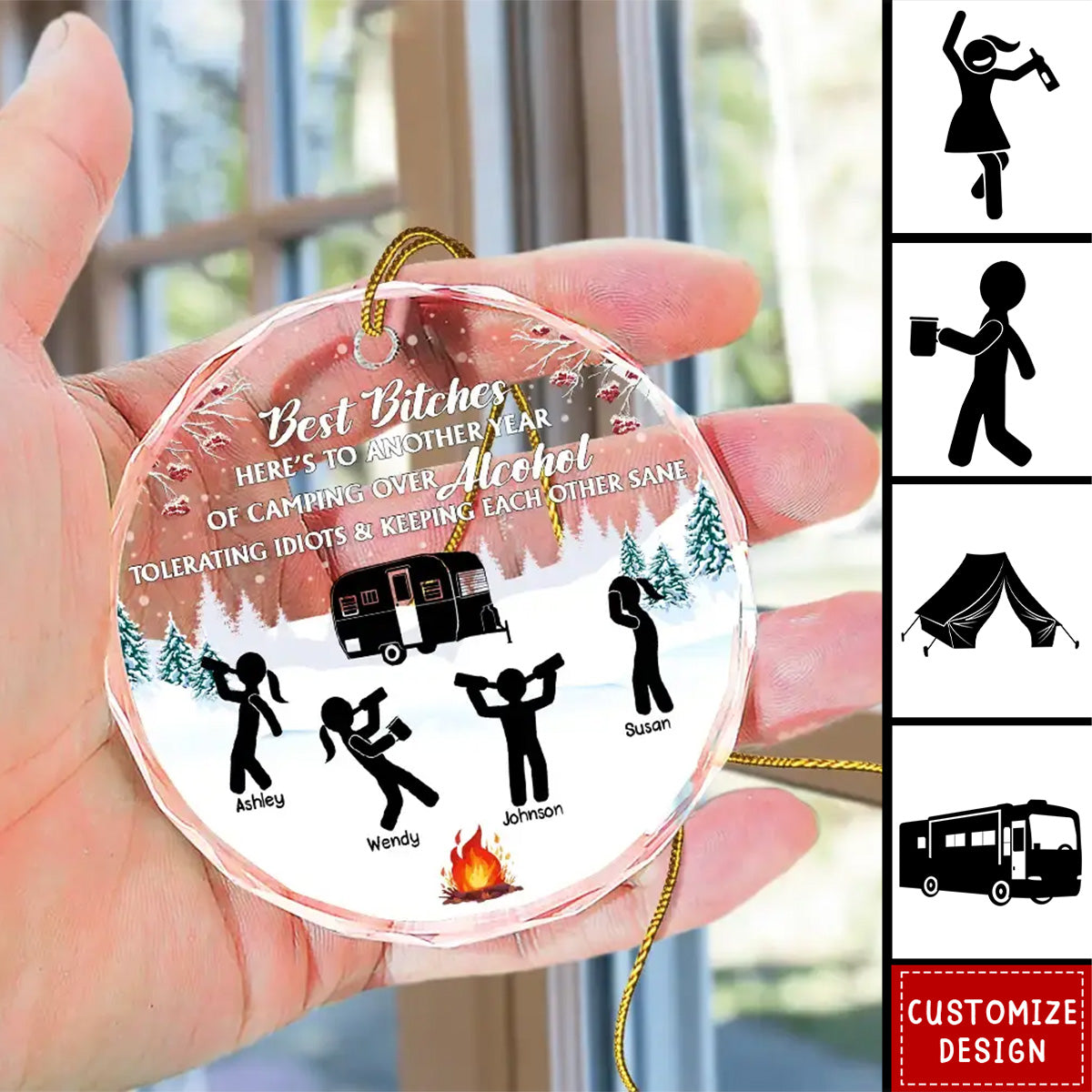 Camping Keep Each Other Sane Friends - Personalized Circle Ornament - 2024 New Release