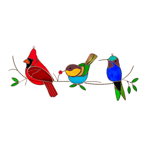 Stained Glass Humming Birds Suncatcher - Gift For Bird Lovers