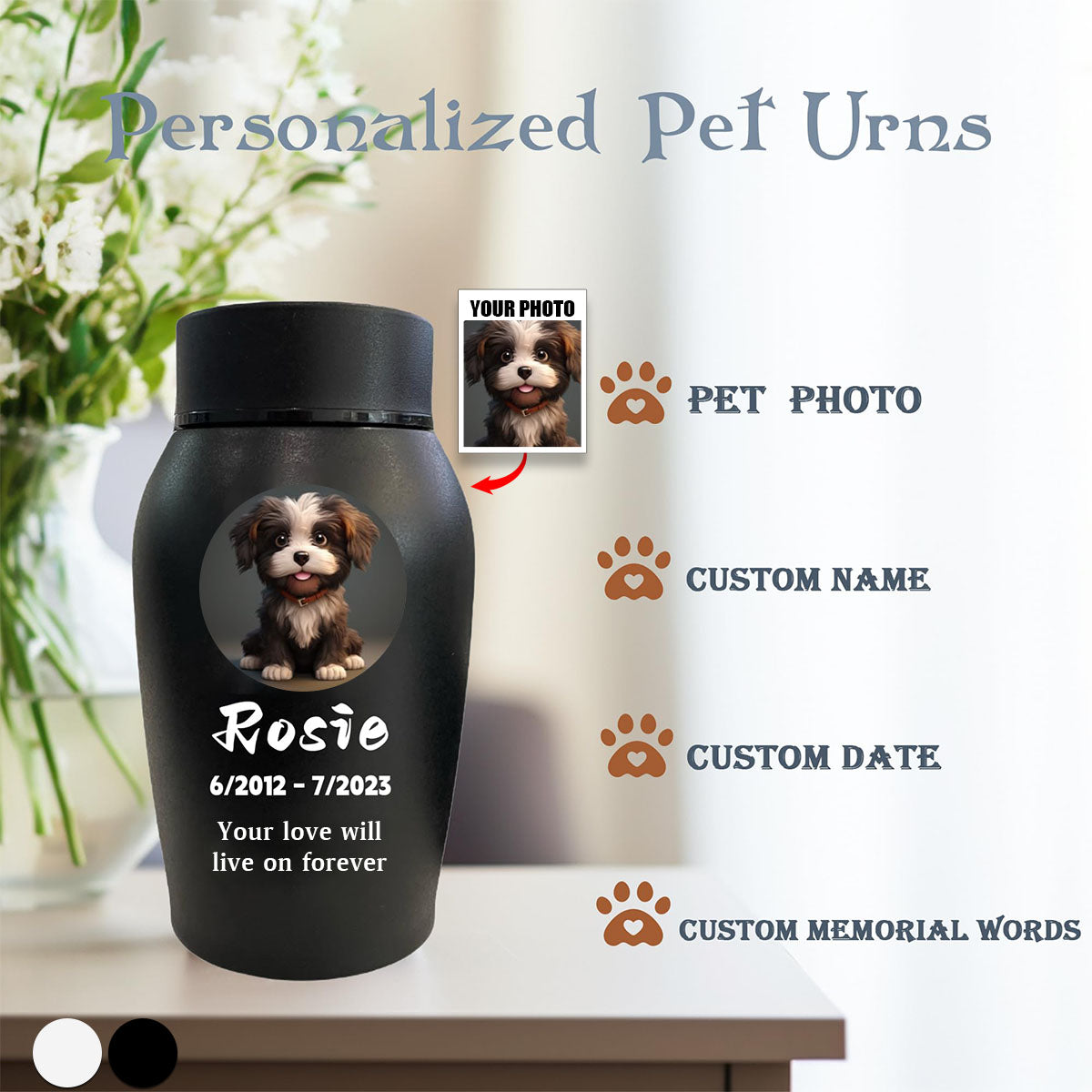 Personalized Pet Photo Urn For Dogs Ashes-pet remembrance memorial gift