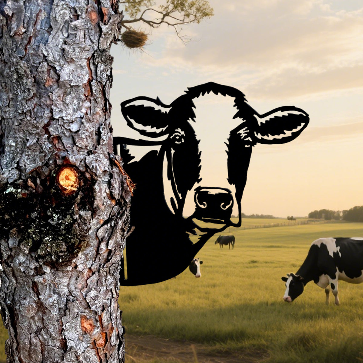 Peek-A-Boo Cow Metal Sign - Versatile Mountable Wall Art