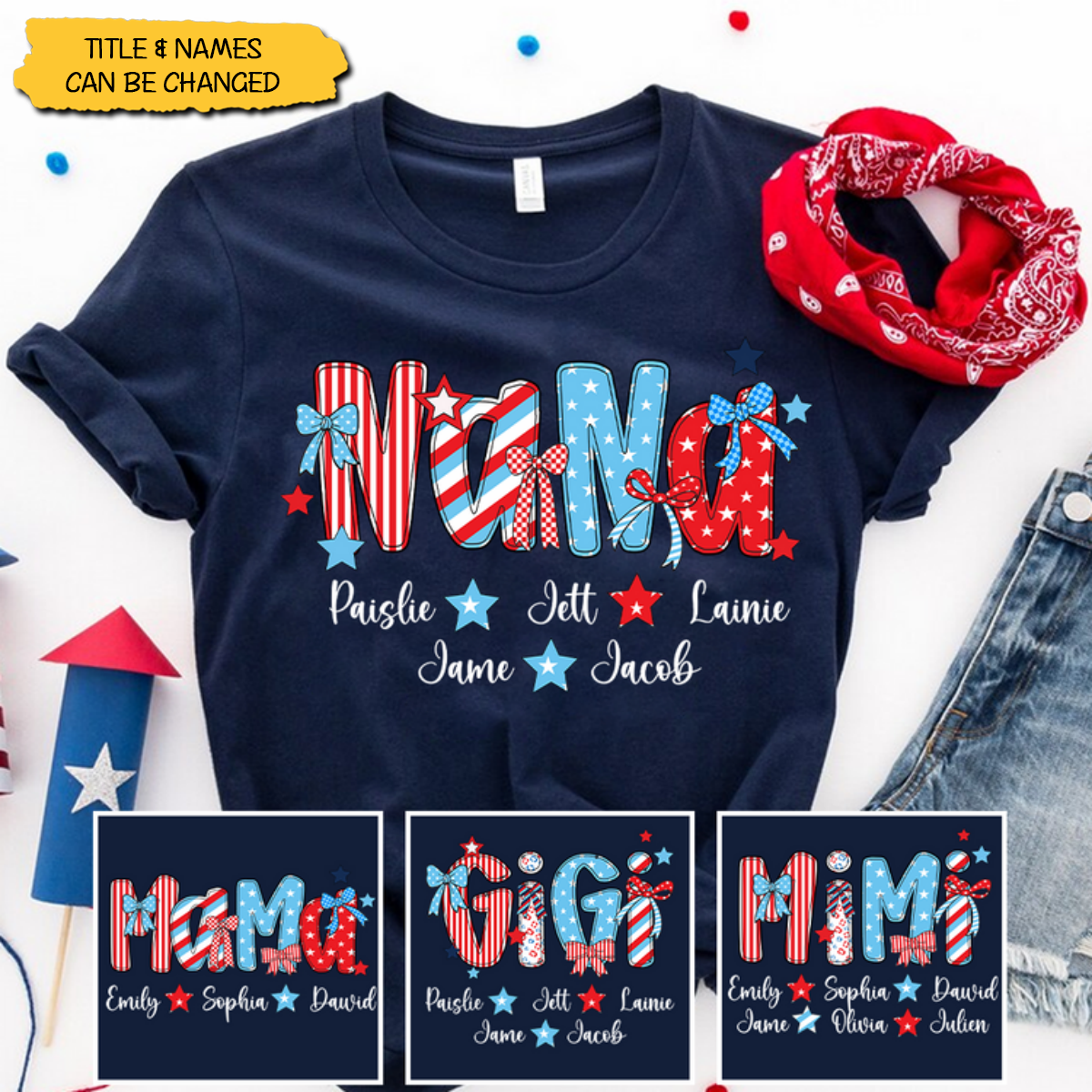 My Stars Shine With You - Personalized Patriotic American Flag T-shirt - 4th Of July, Gift For Mom, Grandma