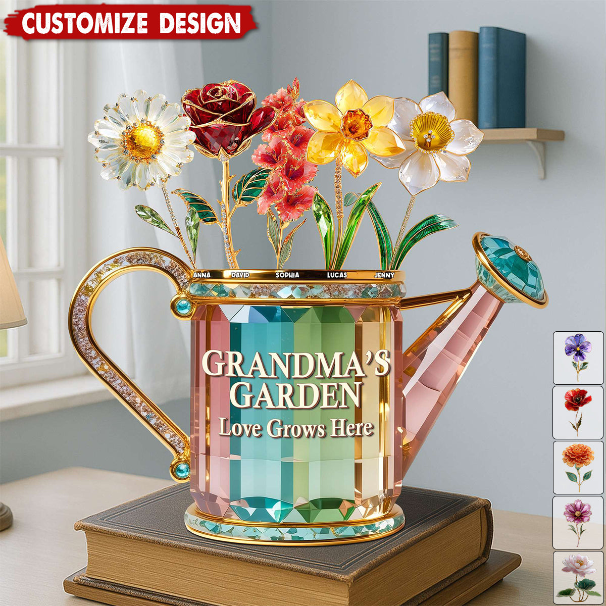 Personalized Grandma Birth Month Flowers Acrylic Plaque - Gifts For Grandma