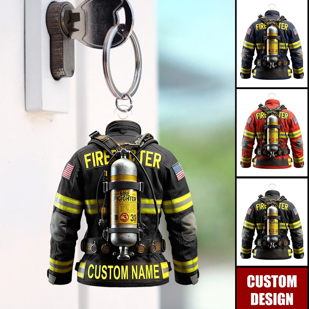 Personalized Firefighter Uniform Keychain - Gift For Firefighter