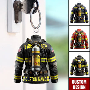 Personalized Firefighter Uniform Keychain - Gift For Firefighter