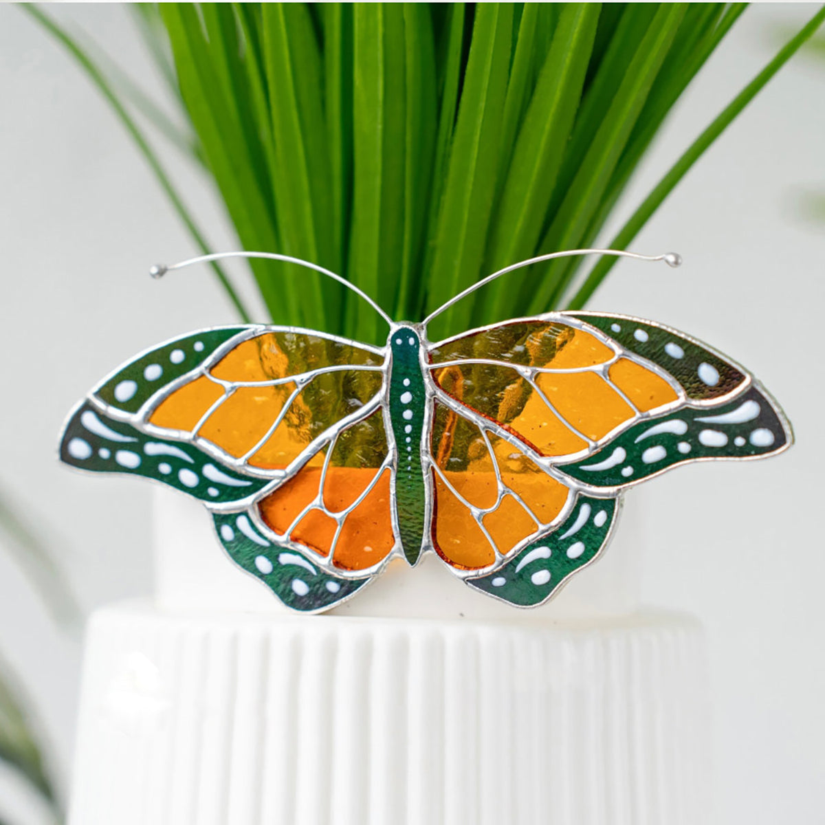 Stained glass planter farmhouse decor - Mother's Day gift for mom grandma