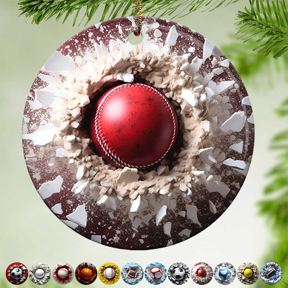 12 Sports Balls Ceramic Ornament - 2024 New Release