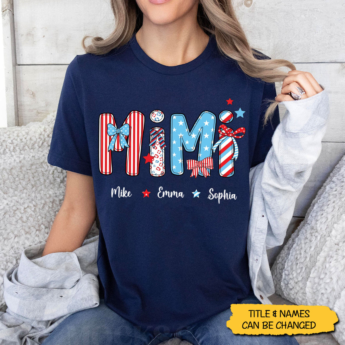 My Stars Shine With You - Personalized Patriotic American Flag T-shirt - 4th Of July, Gift For Mom, Grandma