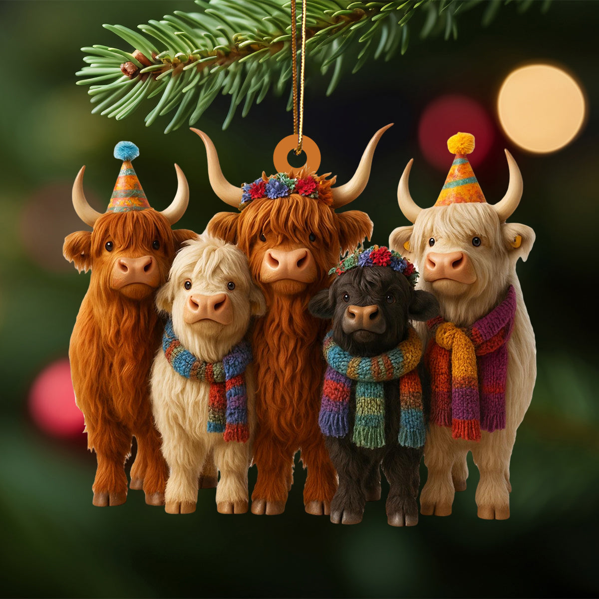 Highland Cow Christmas Ornament, Holiday Gift for Cow Lover