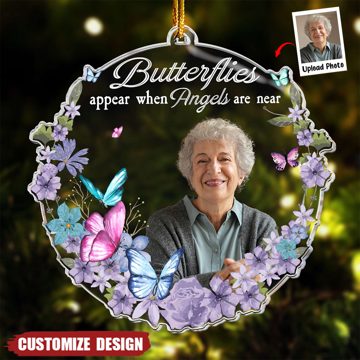 Butterflies Appear When Angels Are Near - Personalized Acrylic Photo Ornament - 2024 New Release