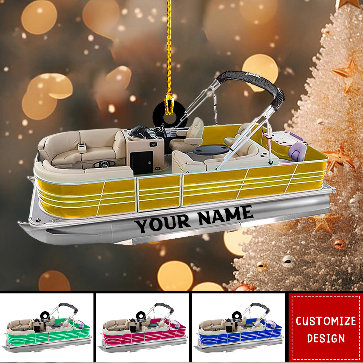 Personalized Pontoon Boat Acrylic Christmas Ornament - 2025 New Release