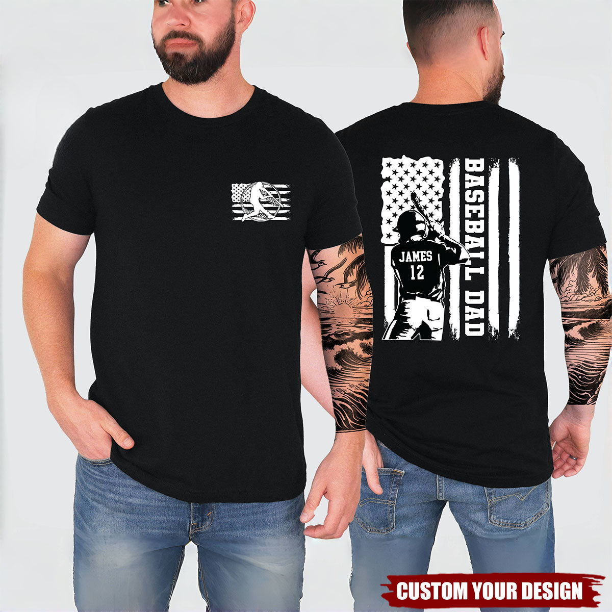 Personalized Baseball Dad Shirt, Gift For Dad/Grandpa, Father's Day Shirt, Baseball Lover Shirt