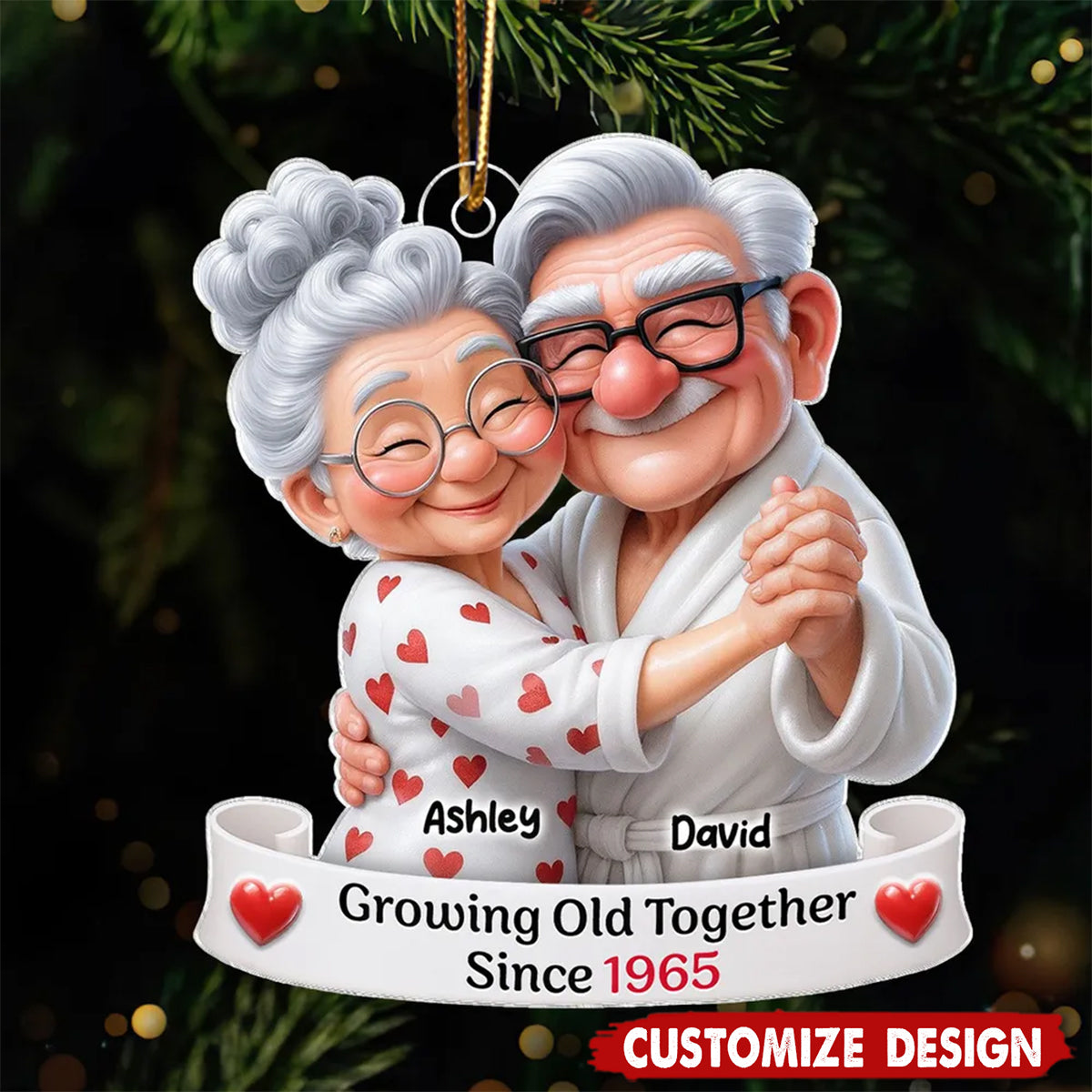 Personalized Dancing Acrylic Ornament - Gift For Old Couple