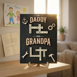 Personalized Scrabble Family Name 2-Layered Wooden Plaque - Gift For Grandpa