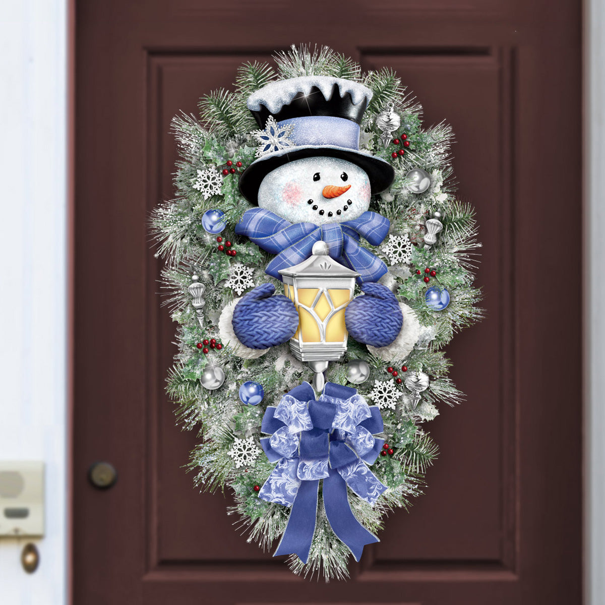 A Warm Winter Welcome snowman Wood Sign