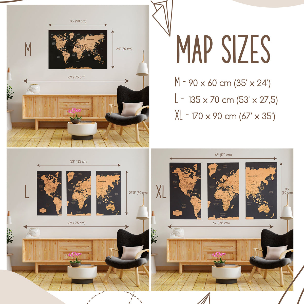 World Map Wall Art Push Pin Map