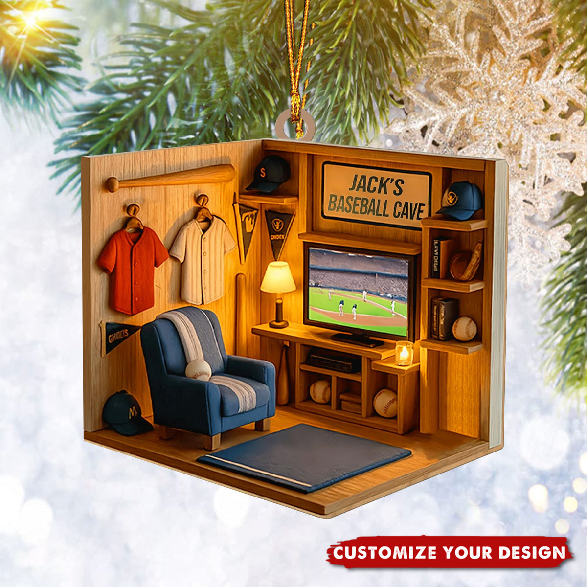 Personalized Baseball Ornament 2025, Custom Sports Fan Christmas Decoration, Baseball Lover Gift – Unique Holiday Keepsake, 2D Flat Ornament
