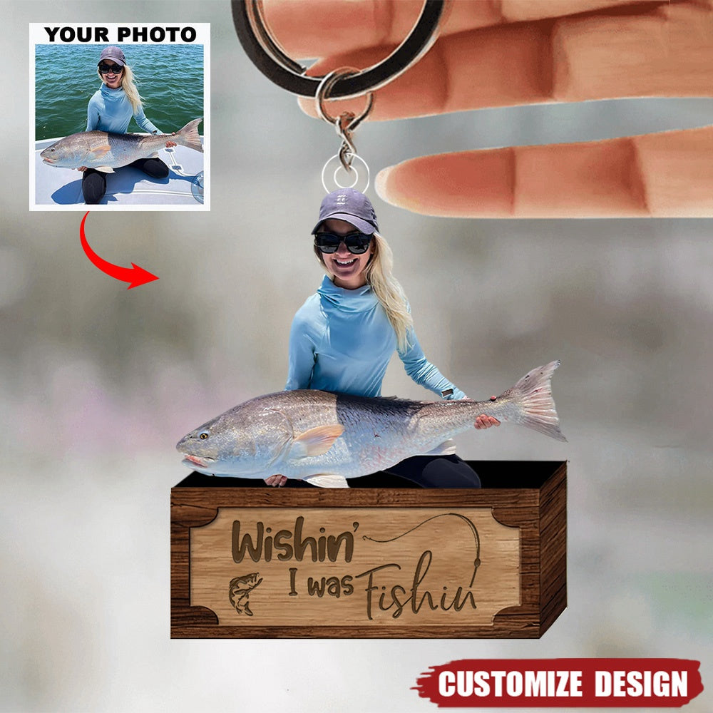 Personalized Photo Mica Fishing Keychain - Gift For Fishing Lovers, Fishers, Family