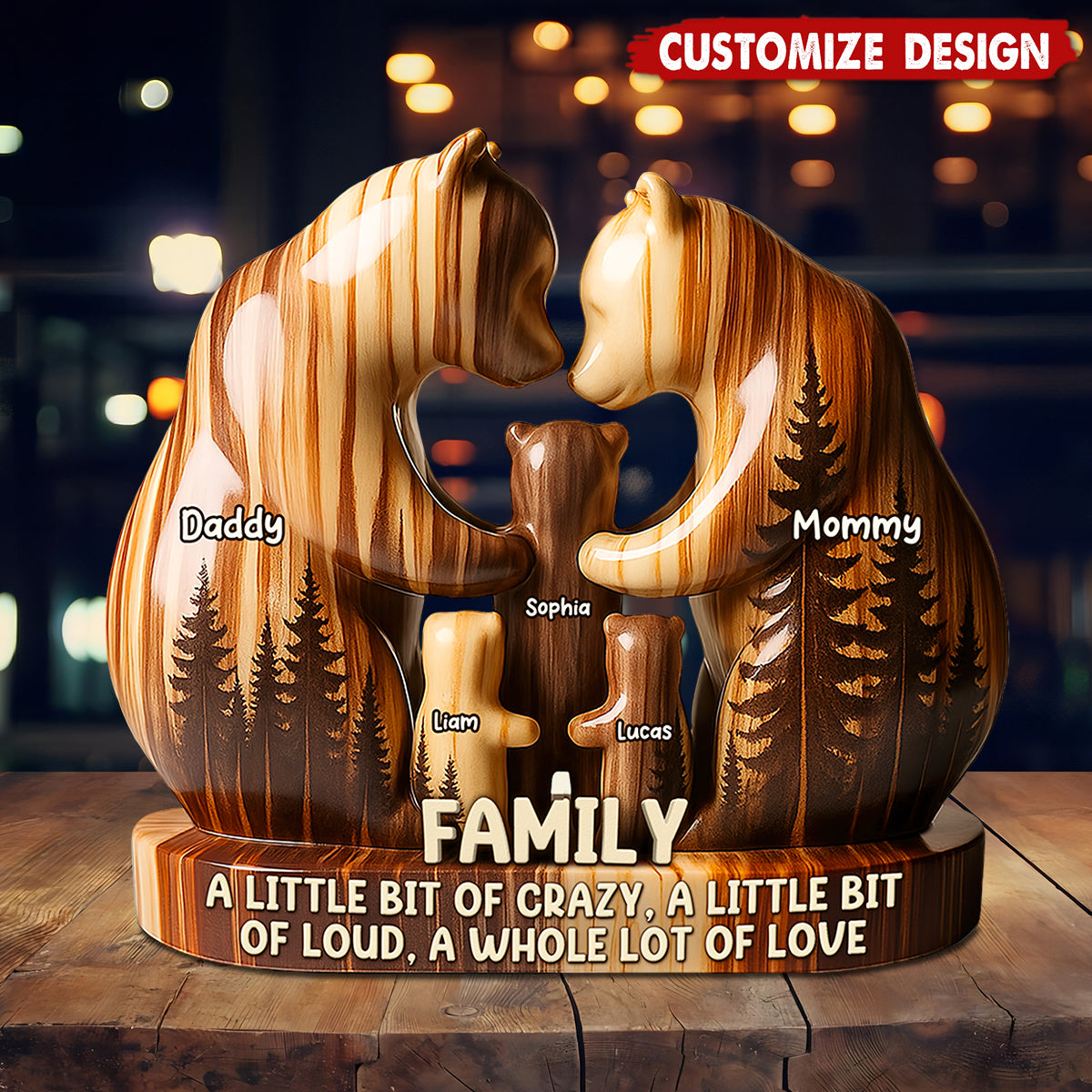 Personalized Bear Family Acrylic Plaque - Gift For Family