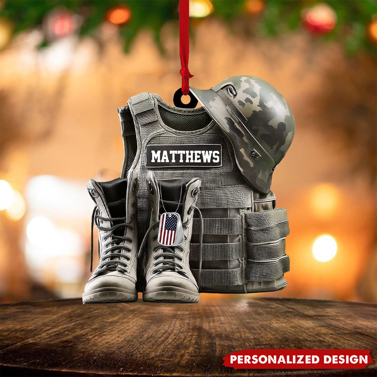 Personalized Veteran Military Christmas Ornament-Gift For Dad Grandpa