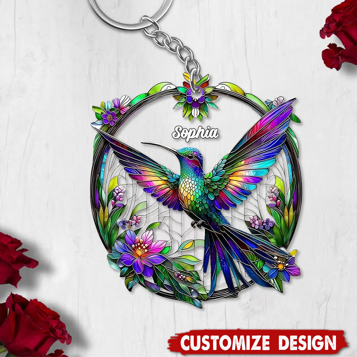 Beatiful Hummingbird - Personalized Bird Acrylic Keychain