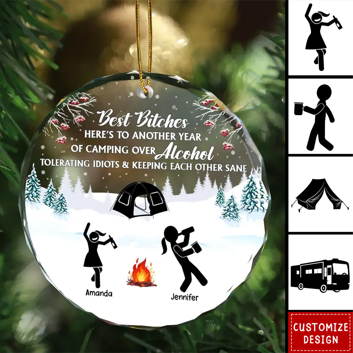 Camping Keep Each Other Sane Friends - Personalized Circle Ornament - 2024 New Release