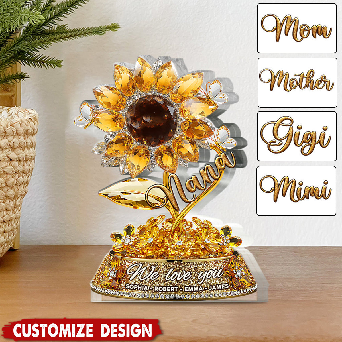 I Love You - Personalized Mother Shaped Acrylic Plaque - Gift For Mom,Grandma