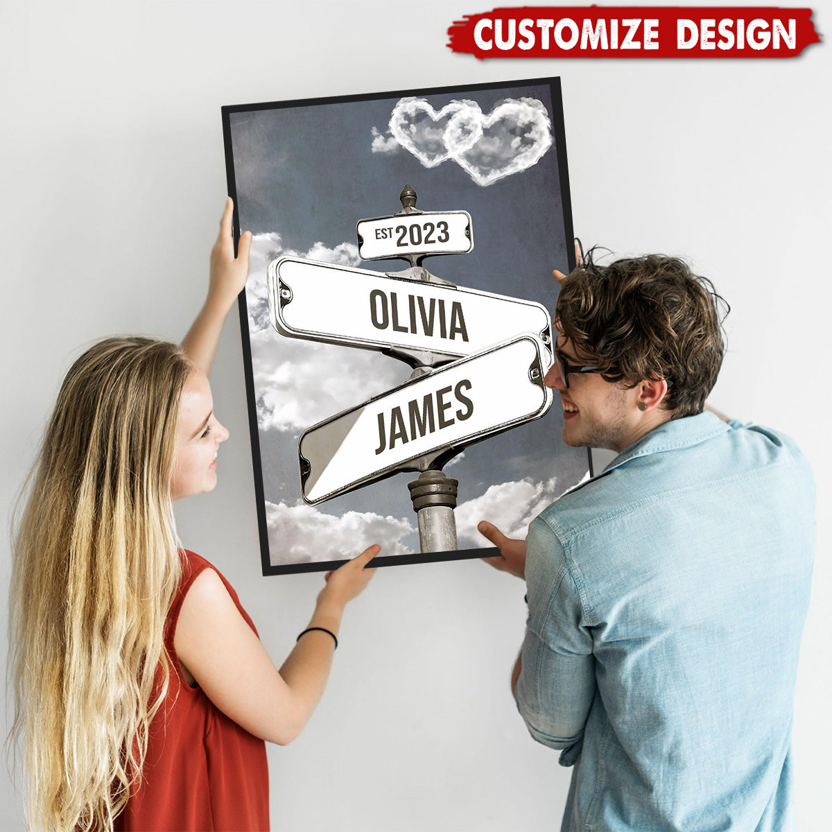 Personalized Name Vintage Street Sign Poster-Gift For Couples Anniversary