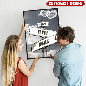 Personalized Name Vintage Street Sign Poster-Gift For Couples Anniversary