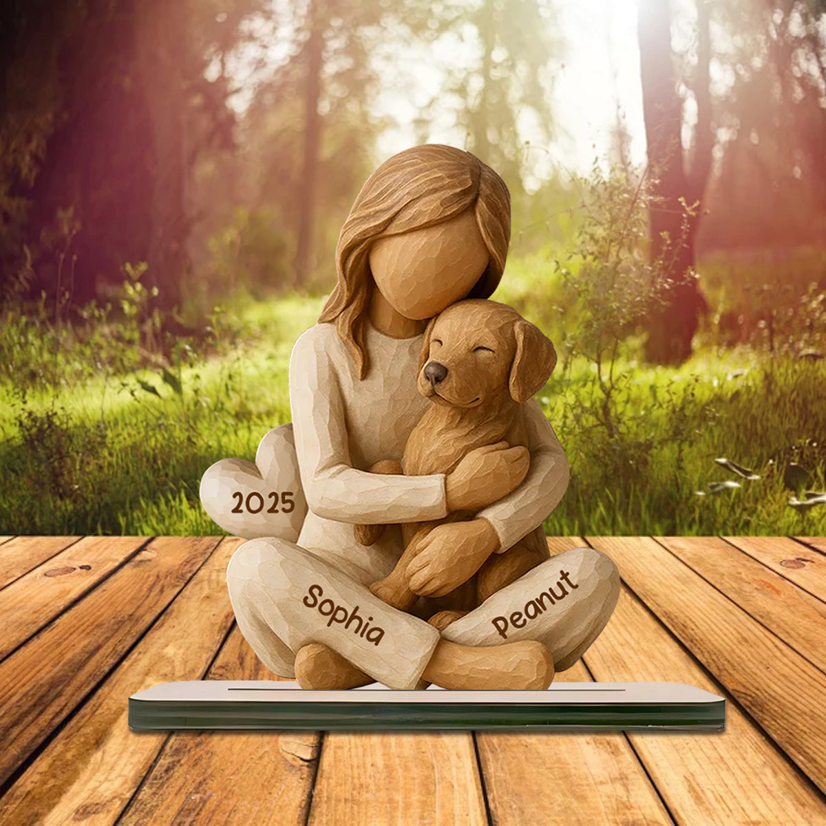 With My Dog - Personalized Standing Wooden Plaque - Gift For Dog Lovers