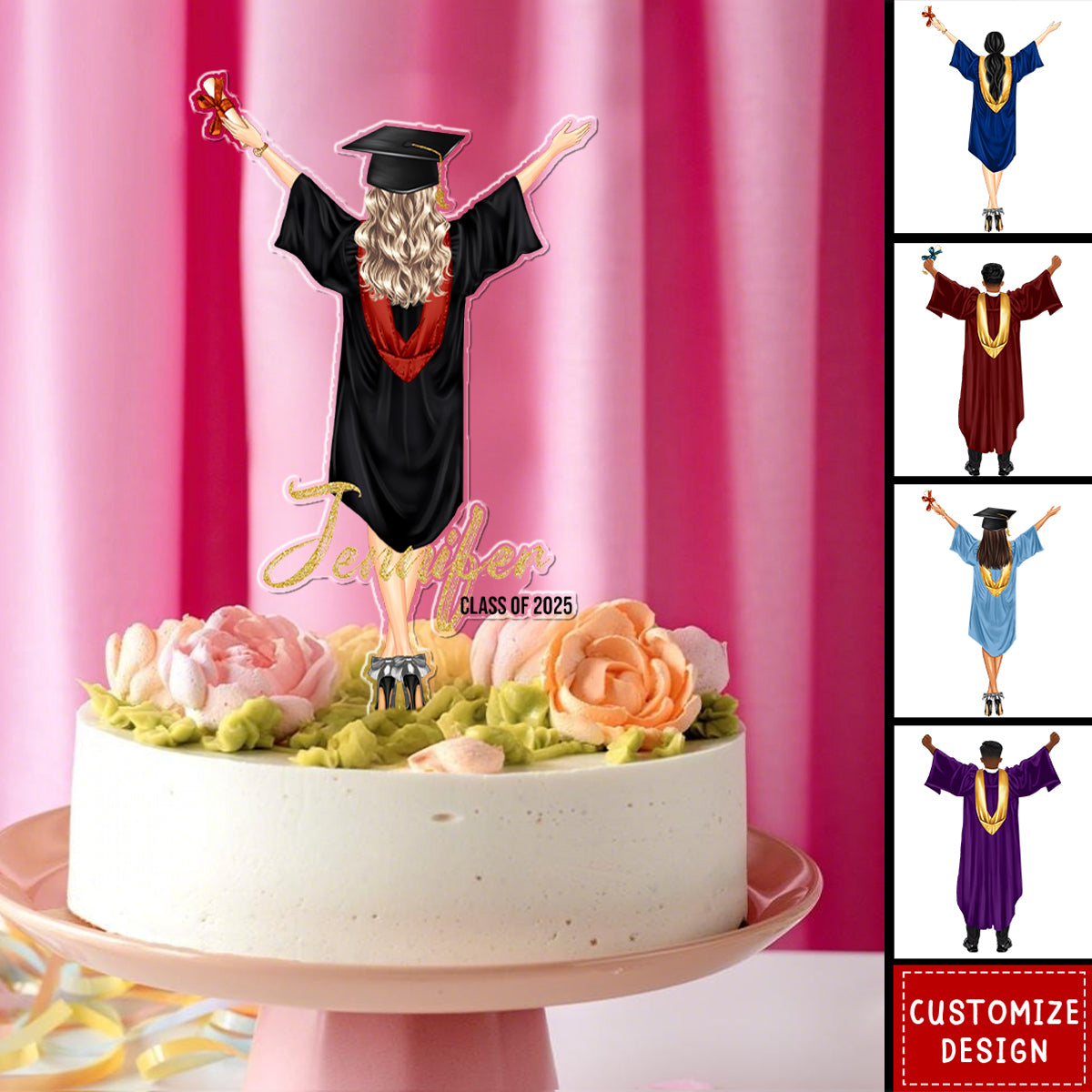 Personalized Graduation Cake Topper-Class of 2025