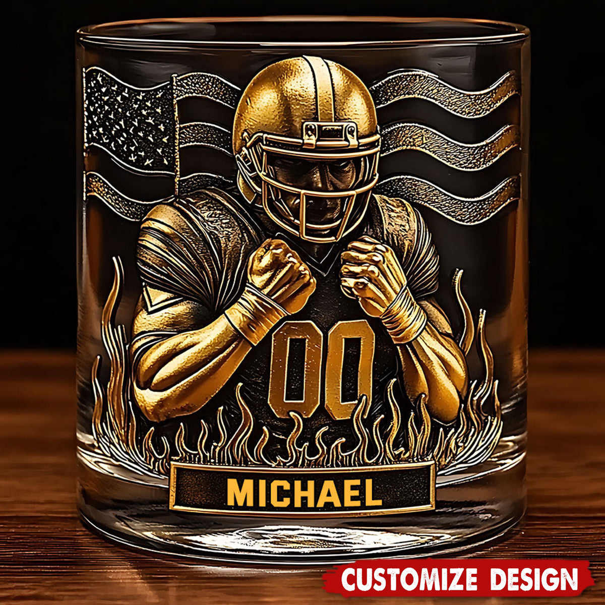 Personalized American Football Whiskey Glass - American Football Lovers Gift