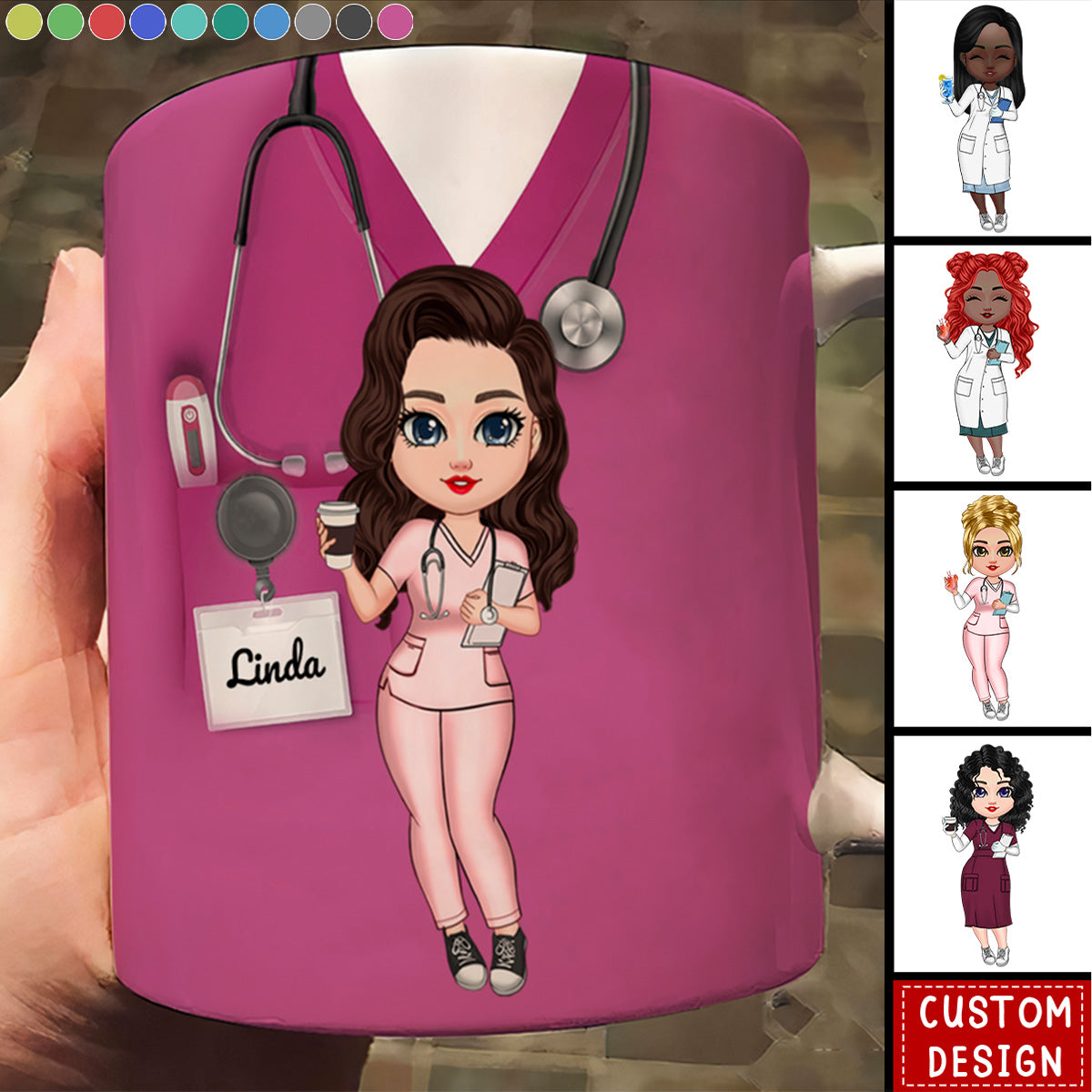 Nurse Scrub CNA RN Healthcare Worker Personalized White Mug