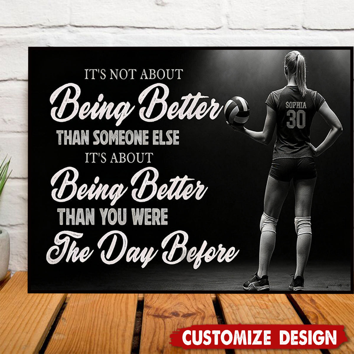 Personalized Volleyball Girl Canvas Painting, It's Not About Being Better Sport Wall Art Decor, Poster Gift For Volleyball Lovers