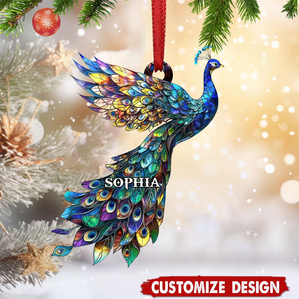 Personalized Rainbow Peacock Christmas Ornament Gift for Peacock Lover-2024 New Release