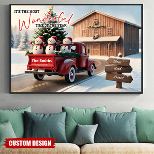 Rustic Christmas Family - Personalized Family Canvas And Poster