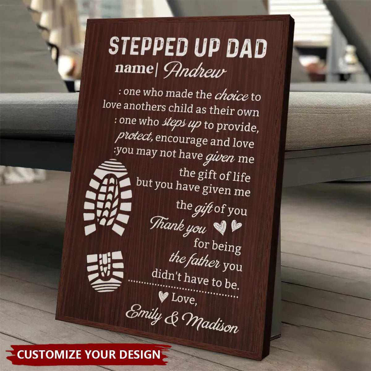 Personalized "Stepped Up Dad" Gallery Wrapped Poster - Father's Day Gift