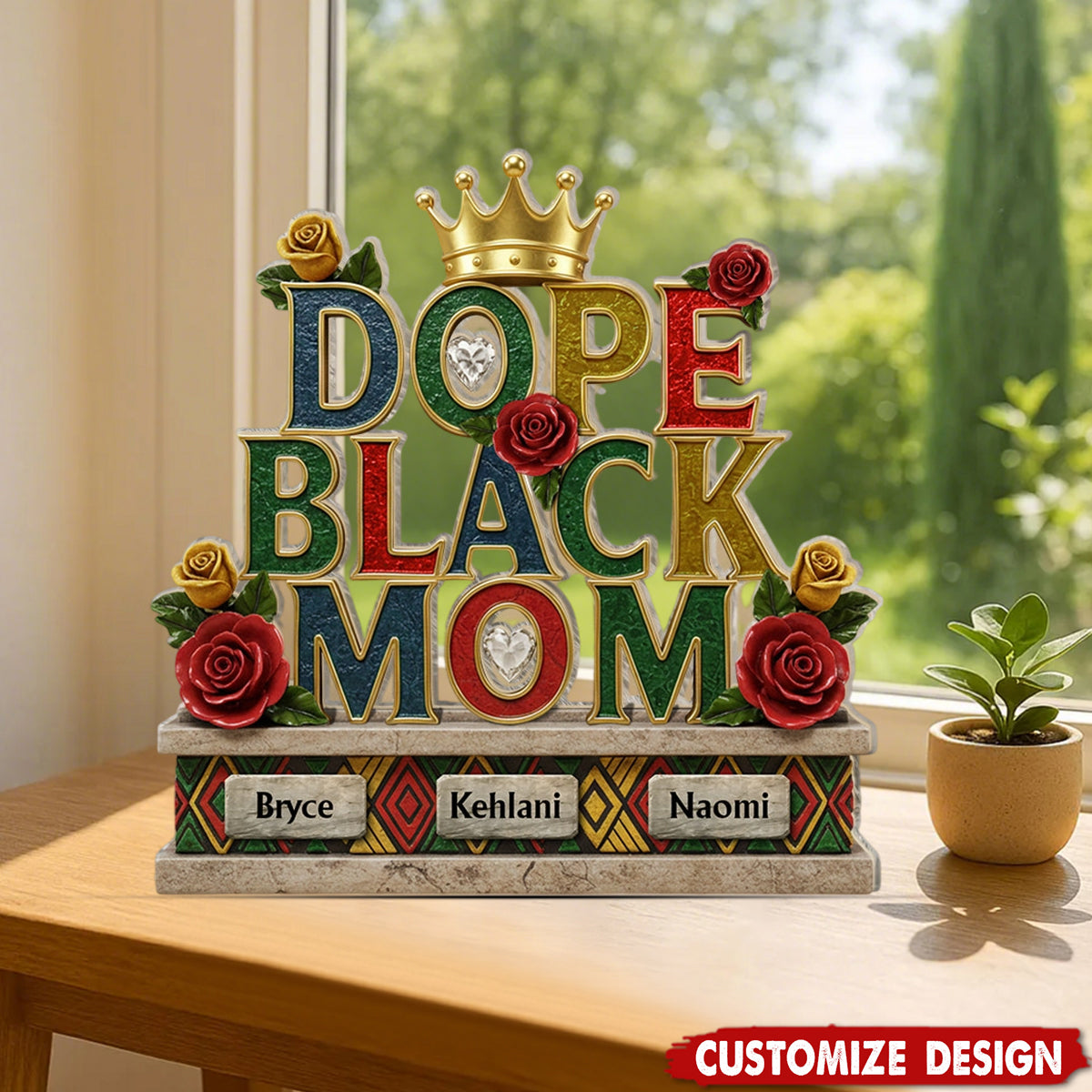 Dope Black Mom - Personalized Mother Custom Shaped Acrylic Plaque