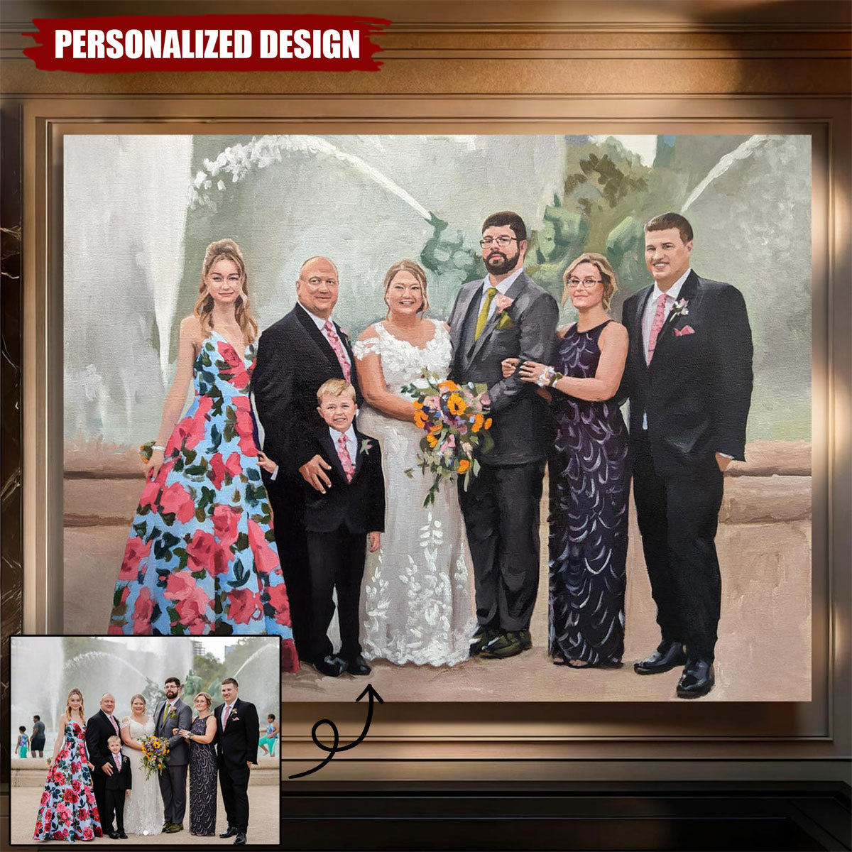 Personalized  Wedding Portrait On Canvas From Photo,Hand Painted Wedding Photo-WeddingGift