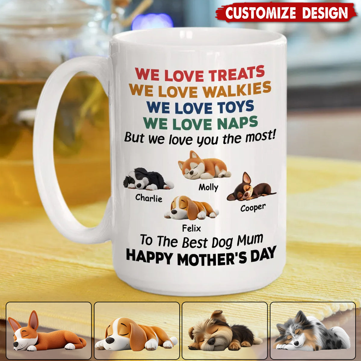 Love You The Most - Personalized Coffee Mug - Mother's Day Father's Day Gift For Dog Lovers