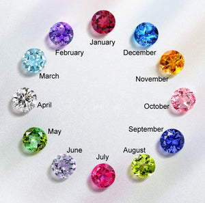 Personalized Circle Pendant With Birthstone Beads Necklace - Gift For Mom Grandma