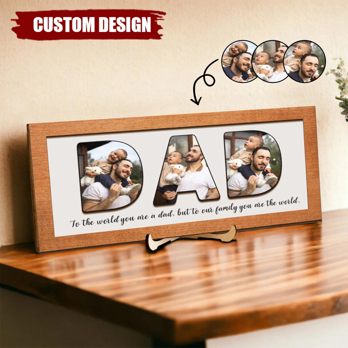 Dad You Are The World Personalized 2-Layered Wooden Plaque - Father's Day Gift For Dad, Grandpa