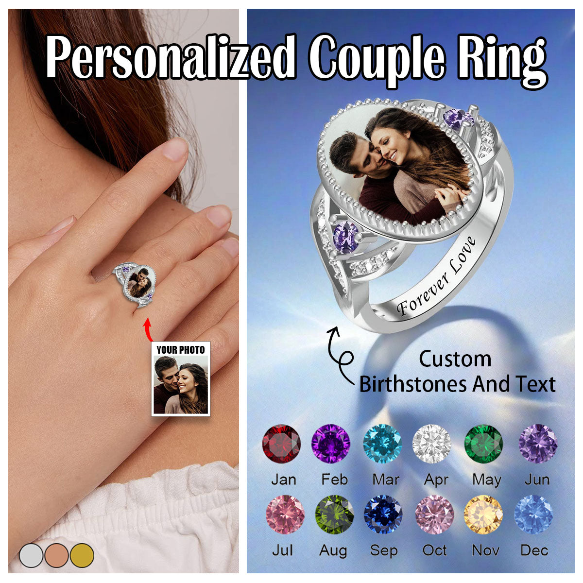 Forever Love-Personalized Couple Photo Ring